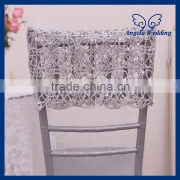 CH097B embroidery silver sequin lace chair cap for wedding