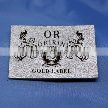 personal logo embossed silver PU leather label