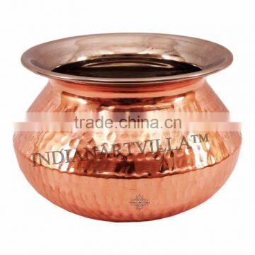 Steel Copper Punjabi Serving Handi 660 ML - Serving Dish Curry Tableware Home Hotel Restaurant