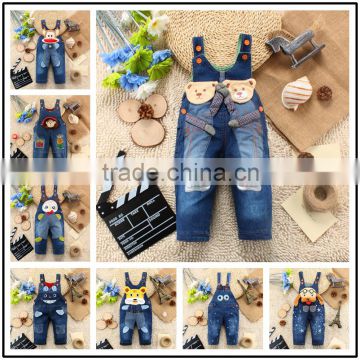 2015 fashion plus size kids denim overalls