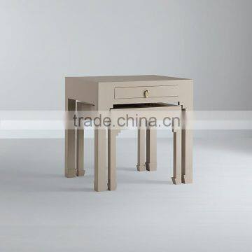 Elegant Oyster Color Wood Nest Side Table