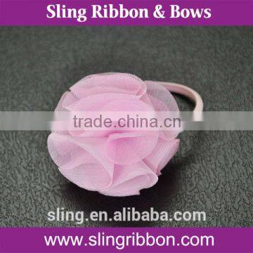 Wholesale Pink Chiffon Flower With Elastic Loop