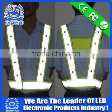 2016 Hot Selling LED Fluorescent Refletive Vest For Road Safety At Night