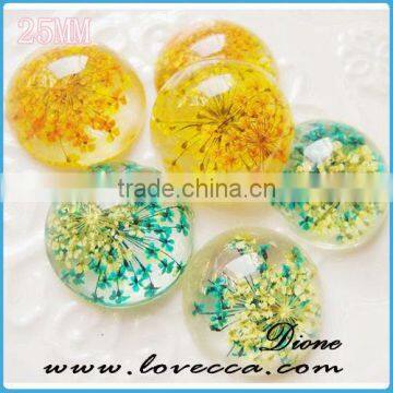 yellow bulk flat round resin flower cabochon for DIY jewelry