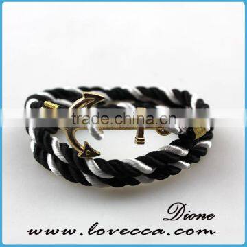 2016 Fashion Navy Style Mens Anchor Leather Rope Bracelet Anchor