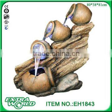 Wood Cracked Pots Cascade Outdoor Garden Water Fountain