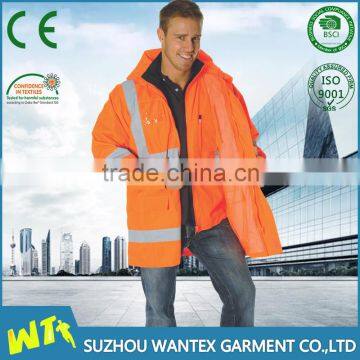 100% Polyester Working Safety Reflective Winter Windproof Man Jacket Parka With Reflector