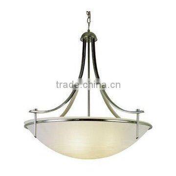 Brushed Nickel Three Light Down Lighting Bowl Pendant