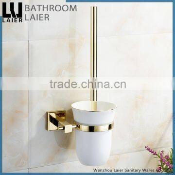 80250 new square design brass gold bathroom accessory set toilet brush holder