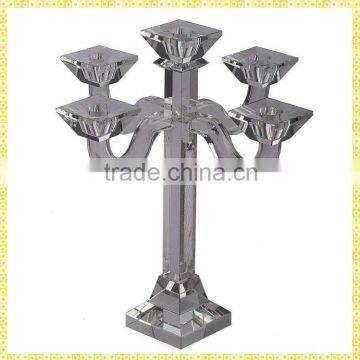 Handmade Exquisite Tall 5 Branch Crystal Silver Candelabra For Wedding Party Table Centerpiece Decoration