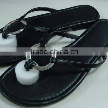 latest ladies fashion flat slipper sandals with ring shape