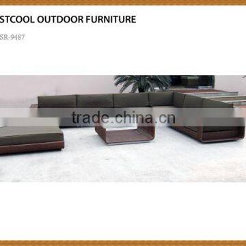 Home & office use rattan sectional sofa set with coffee table