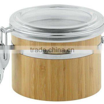 Bamboo airtight canister with transparent lid