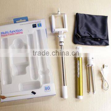 Factory Wholesale Foldable Selfie Stick with Bluetooth, Wireless Selfie Stick Monopod for iPhone Samsung Xiaomi HTC