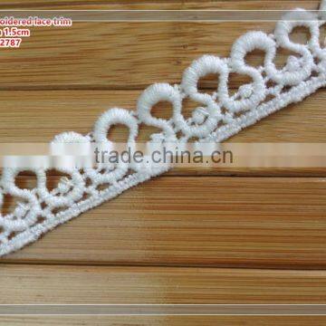 1.5cm Width White Color Embroidered Lace Trim