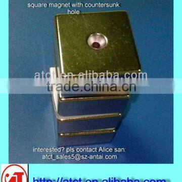 Block shaped rare earth Neodymium countersunk magnet for wholesale