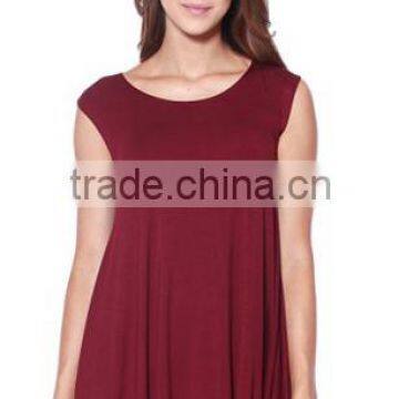 Womens Loose Fit Flowy Stretch Knit Crewneck Tank Tunic Dress (S-3X)
