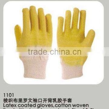 yellow latex industry coated gloves