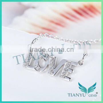 Wholesale 925 Sterling Sliver Pendants Charms LOVER Alphabet 8 Hearts & Arrows Moissanite Pendants Necklace photo-2