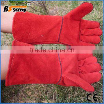 BSSAFETY A/B Grade COW SPLIT LEATHER Long Red Welding Gloves photo-2