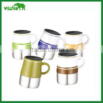 new item 450ml ceramic coffee mug with handle and lid