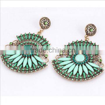 Summer drop earrings green crystal gold luxury jewelry fashion fancy earrings for party girls