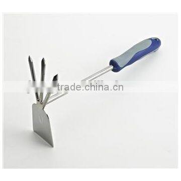 ISO9001 609618 13-3/4" Stainless steel 3-Tine hand fork & hoe