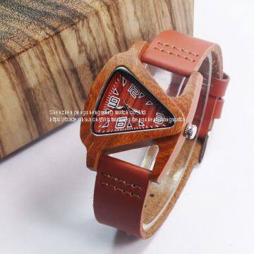 2017 Fashion Unisex Leather Strap Bamboo and Wooden Watch photo-2