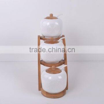 hot sale high quality pottery canister sets / pottery canisters set/3pcs set pottery kitchen canisters