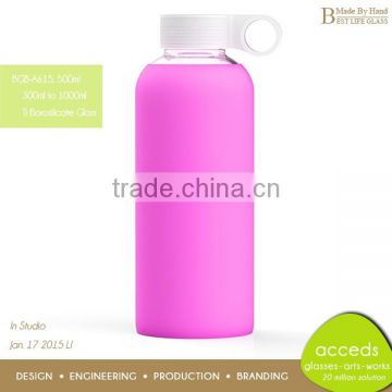 Colorful Handmade Borosilicate Glass Running Water Bottle BPA free