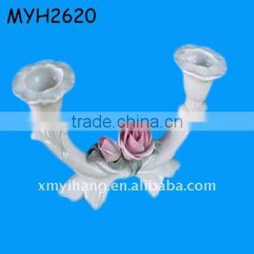 Ceramic Rose Design Wedding Candelabra