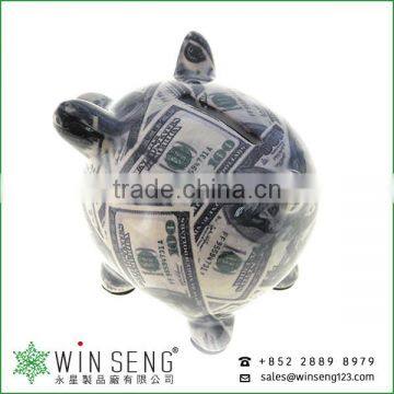 Lovely Design Money Patterns Pig Shaped Ceramic Animal Piggy Bank photo-4