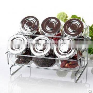 kitchen clear round glass spice jar/storage