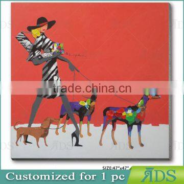 Pop Wall Art Girl With Cute Dog Oil Painting