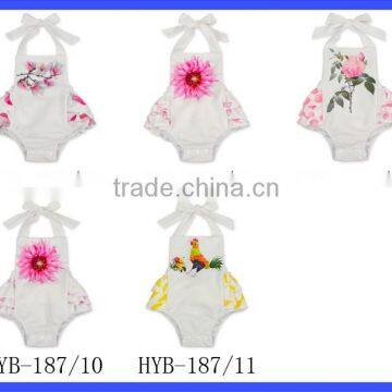 Summer Clothes Baby Girl's Floral Print Ruffles Romper photo-6