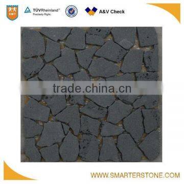 Most beautiful mesh paving stone basalt mosaic for bathroom wall