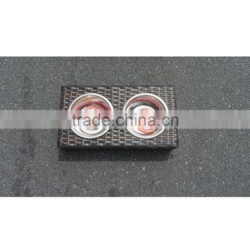 Exquisite Stainless Steel Pet Bowl With Rattan Frame for Pets photo-3