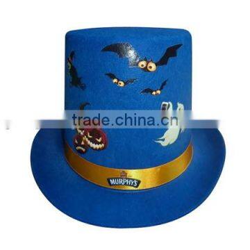 Vintage style Halloween Day man fitted custom wool fabric slash bowler top hat for party events on sale made in China