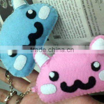 New product hotsale fashion wholesale  stuffed bear head key ring craft polyester felt couple pair keychain made in China
