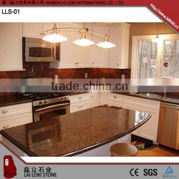 Irregular shaped Tan Brown polished granite table top for kitchen