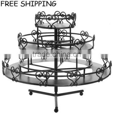 3-Tier Metal Heart Design Rotating Nail Polish Organizer Display Rack Stand Gift photo-3