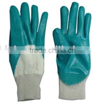 light green nitrile, open back, interlock line, knit wrist GLOVES