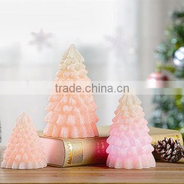 S/3 Christmas Decorative Glittering Candles LED Christmas Tree Shaped Candles