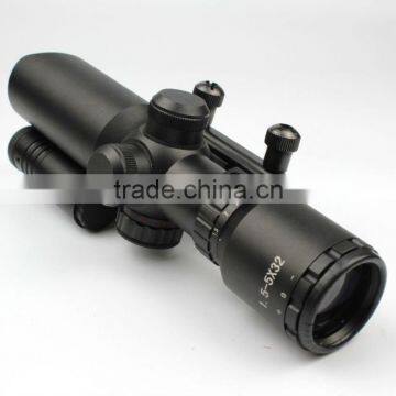Tactical Compact 1.5-5X32 Riflescope Red/green Illuminated Mil-Dot Reticle With Side Attached Green Laser Scope Combo photo-3