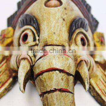 Hand Crafted Wooden Mask of Hindu Lord Ganesh Wall Hanging Made In Nepal photo-2