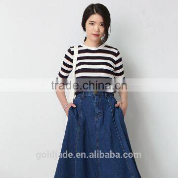 Wholesale Custom Long Denim Skirts Blue Jean Skirts for Women photo-2