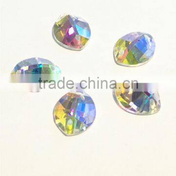 leaf shape flat back crystal diamonds stone glass loose beads for jewelry design