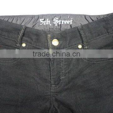 New Fashion Design Golden Button Corduroy Embroidered Shorts/pants With Folded Hem photo-4