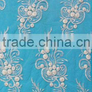 Attractive African Beaded Lace Dress Fabric for Wedding Dress 2017 photo-2