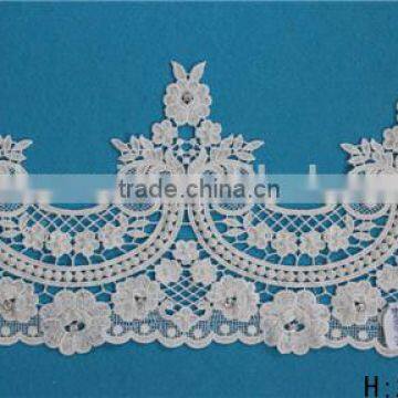 Hot design water soluble beaded lace trim border supply on Alibaba